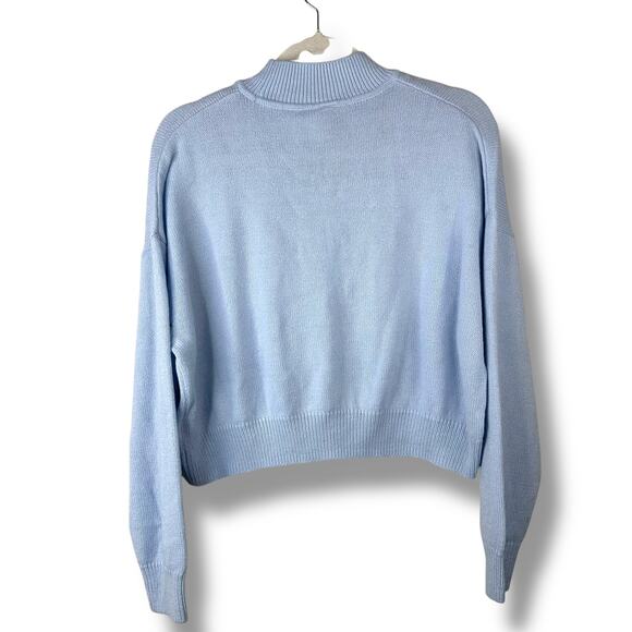 H&M Divided Jumper Light Blue Soft Knit Mock Neck Dropped Shoulder Sweater Large - Picture 5 of 5